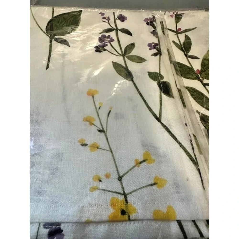 NWT Saro Lifestyle Botanical Garden 100% Linen Table Runner & 8 Napkins Floral S